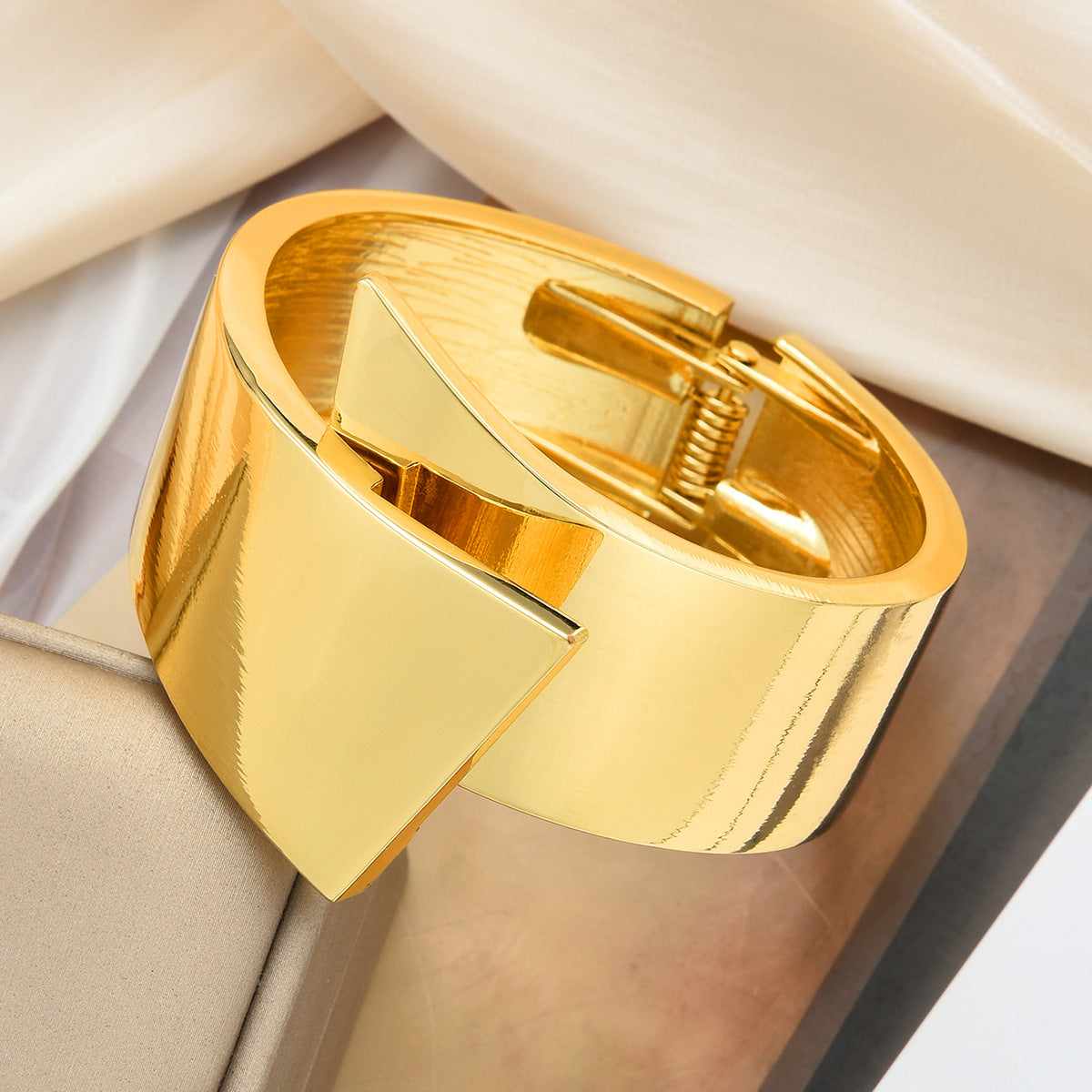 Spring Alloy Wide Bracelet