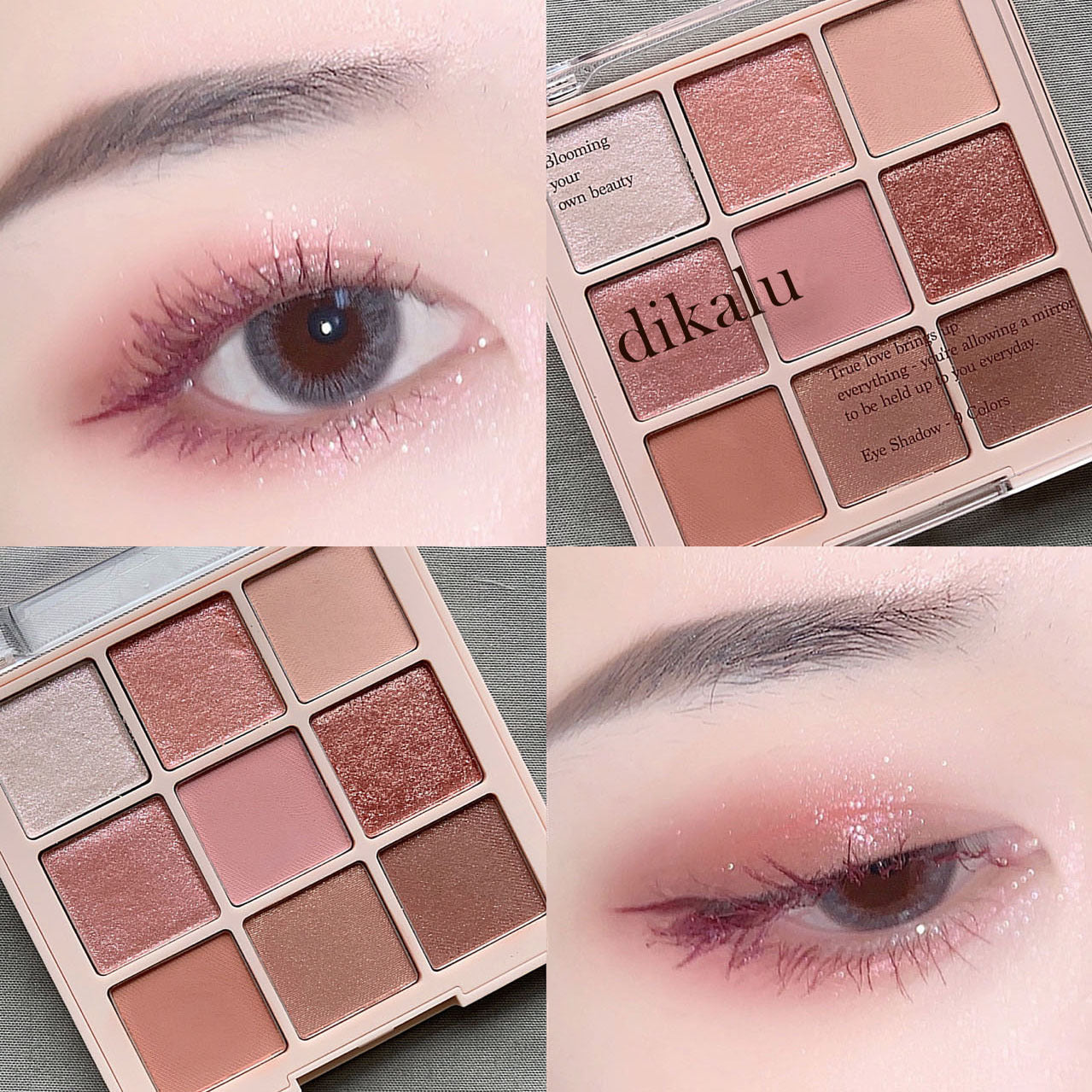 Paleta de sombras de ojos acrílicas transparentes de nueve colores 