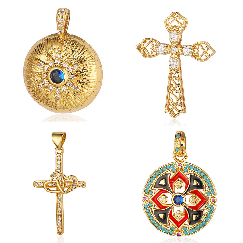 Copper zircon pendant peach heart owl DIY