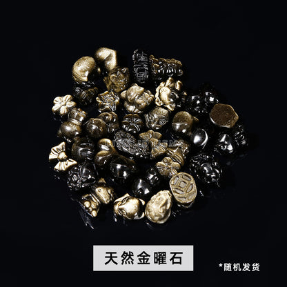 Crystal silver obsidian Hetian jade carving loose beads