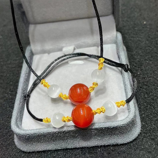 Transfer bead agate titanium steel necklace
