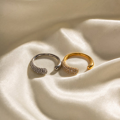 Anillo abierto de diamante blanco 