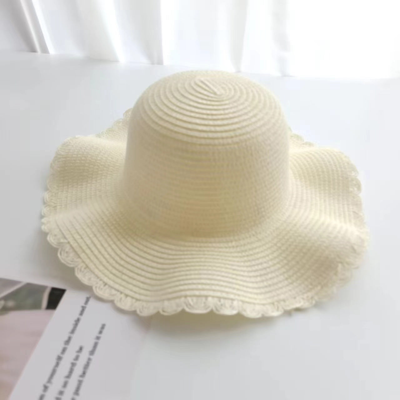 Parent-Child Wave-Edge Straw Hat