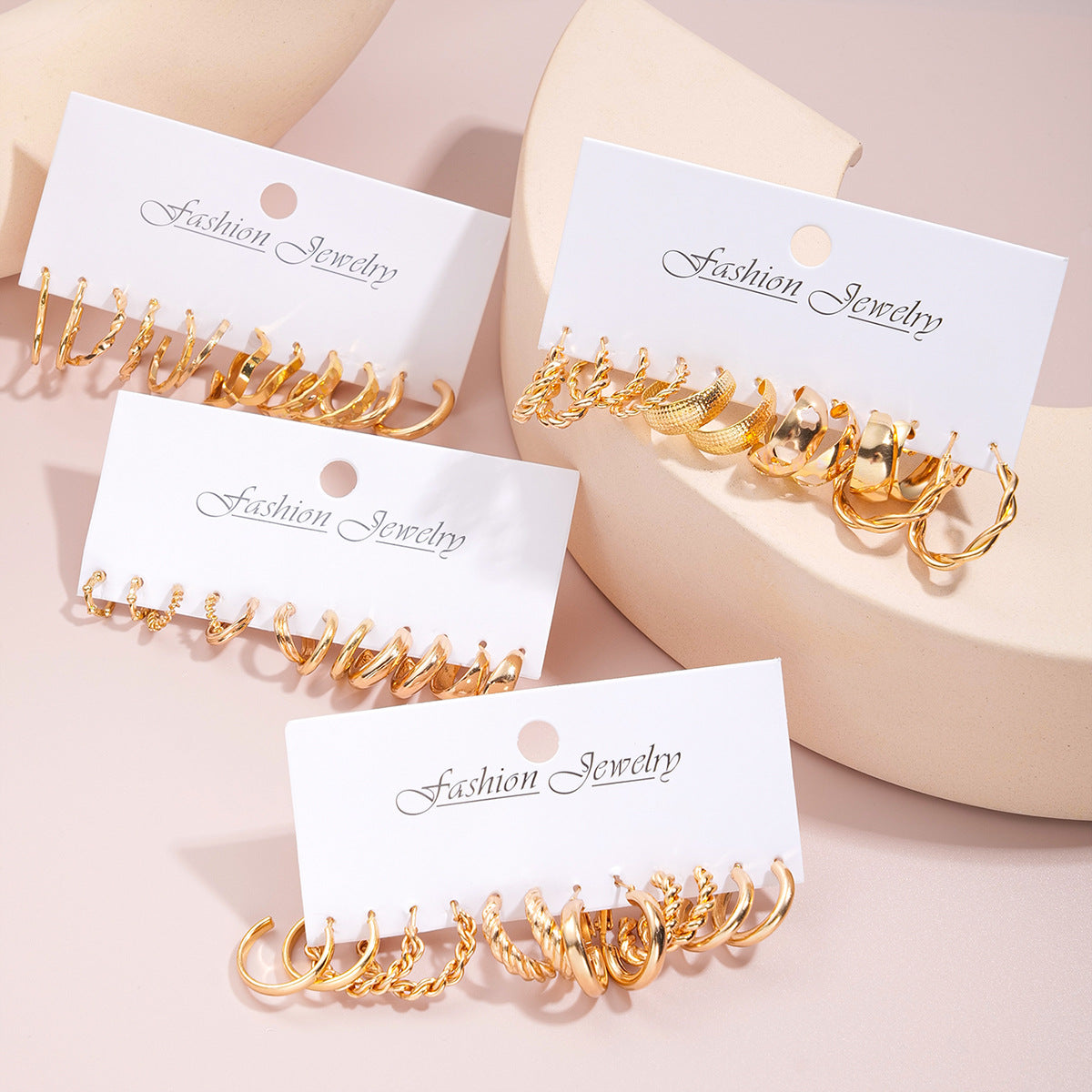 24-Piece Geometric Twist & C-Hoop Earring Set