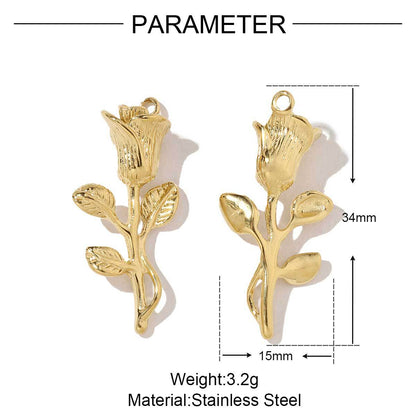 Two-color daisy leafy flower titanium steel pendant