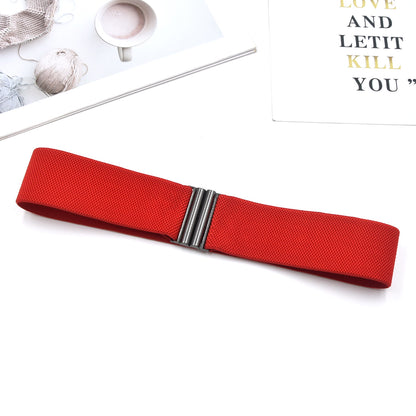 Red elastic waist seal wide belt