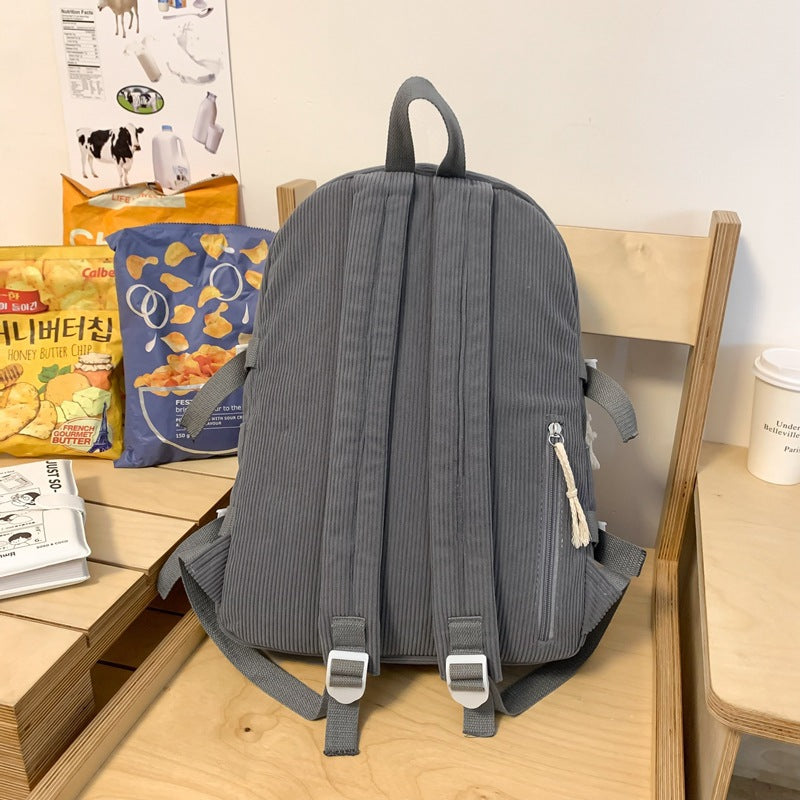 Corduroy girls schoolbag backpack