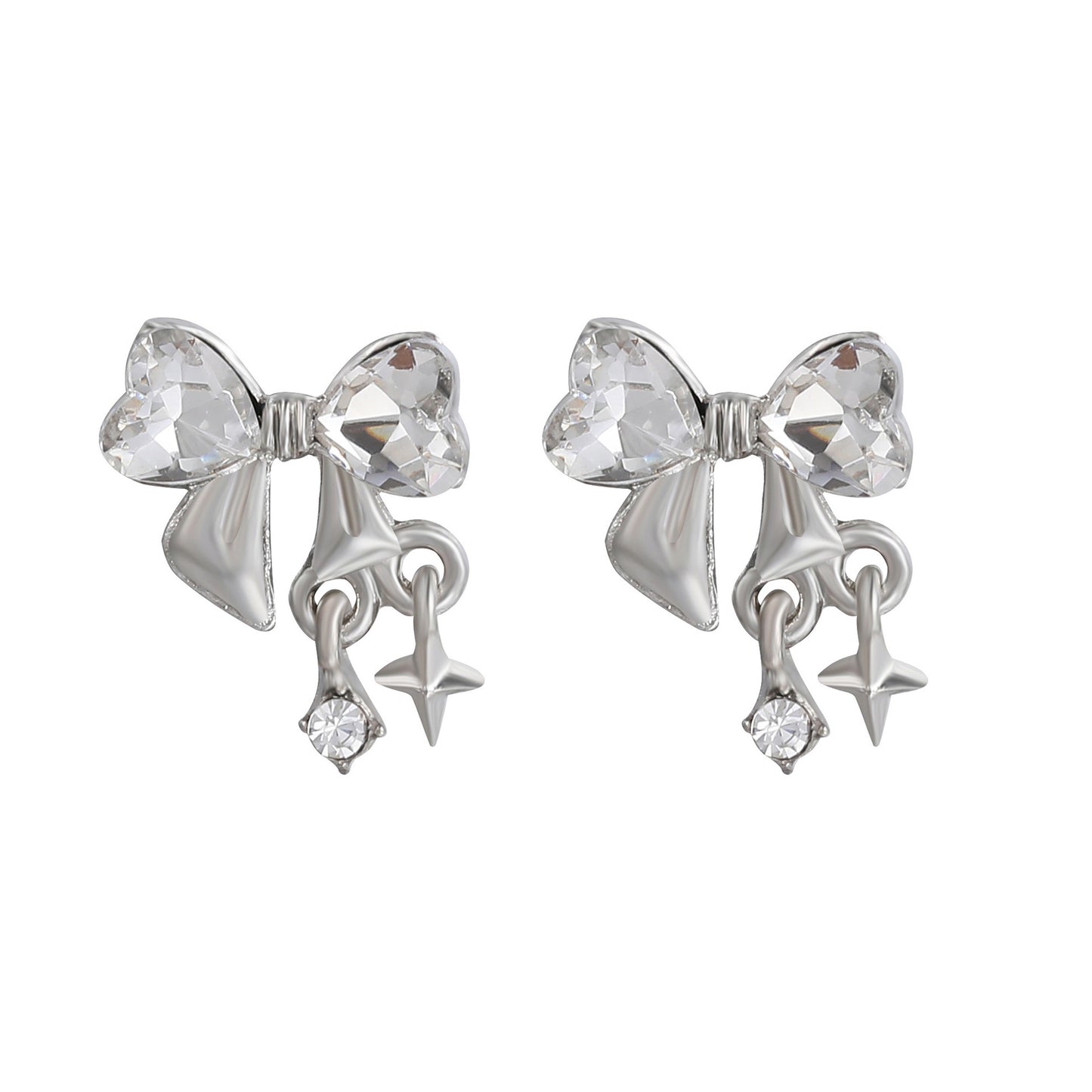 Zircon Bow Stud Earrings