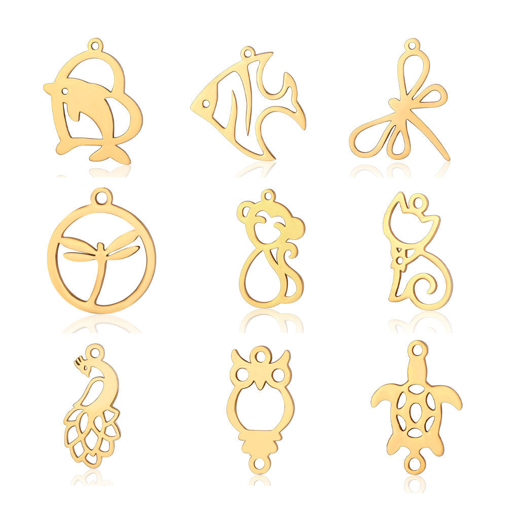 5 pcs/titanium steel pendant pigeon owl dolphin