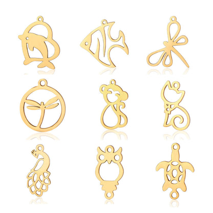 5 pcs/titanium steel pendant pigeon owl dolphin