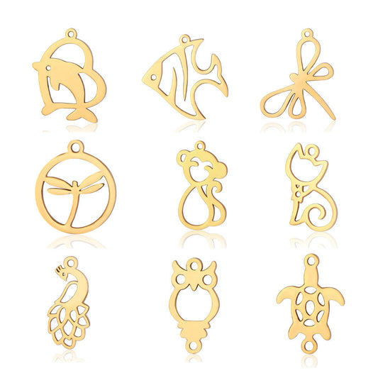 5 pcs/titanium steel pendant pigeon owl dolphin