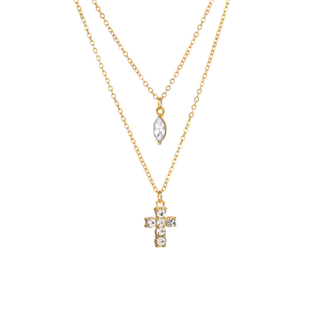 Cross teardrop pendant clavicle necklace