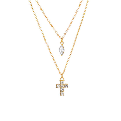 Cross teardrop pendant clavicle necklace