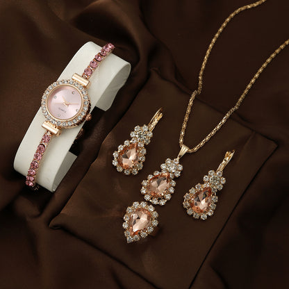 Bracelet Watch Peacock Water Drop Women's Jewelry Set