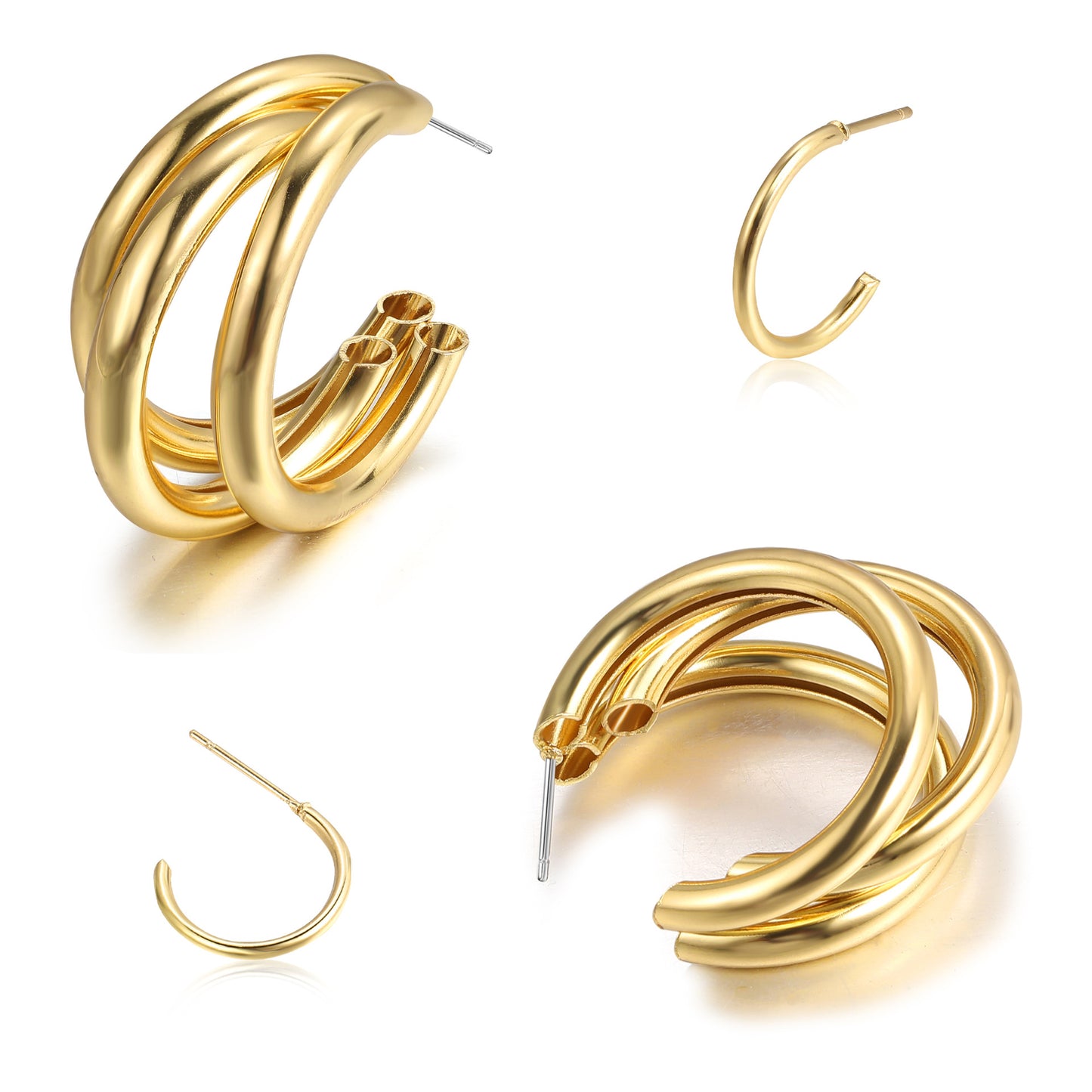 C-shaped earrings 2-piece set earrings wholesale