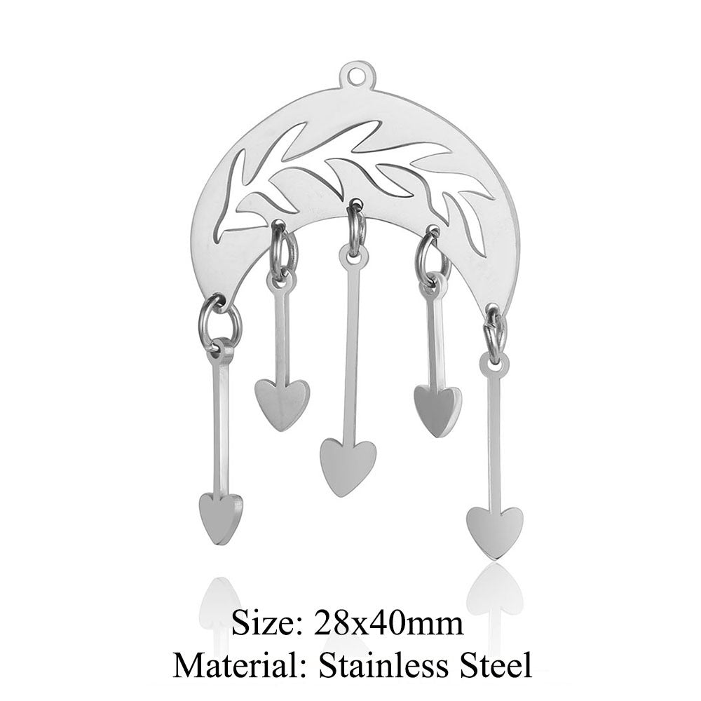 5 pcs/pack flower fringed titanium steel pendant