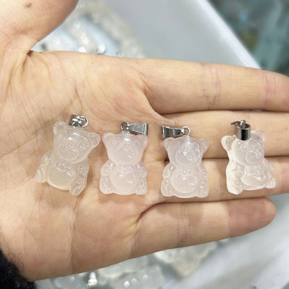 Pingente de ágata esculpida em cristal urso violento 