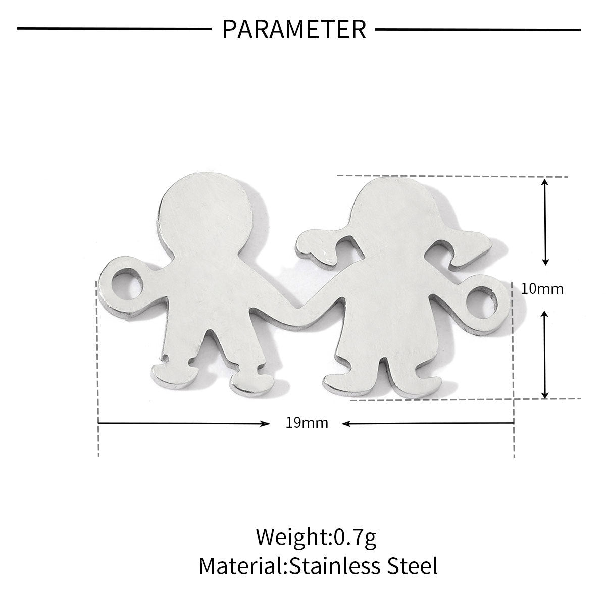 20 pcs/bag boy girl family titanium steel d pendant