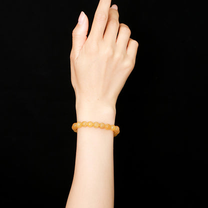 Optimized sugar color Xiuyu bracelet, topaz round beads.