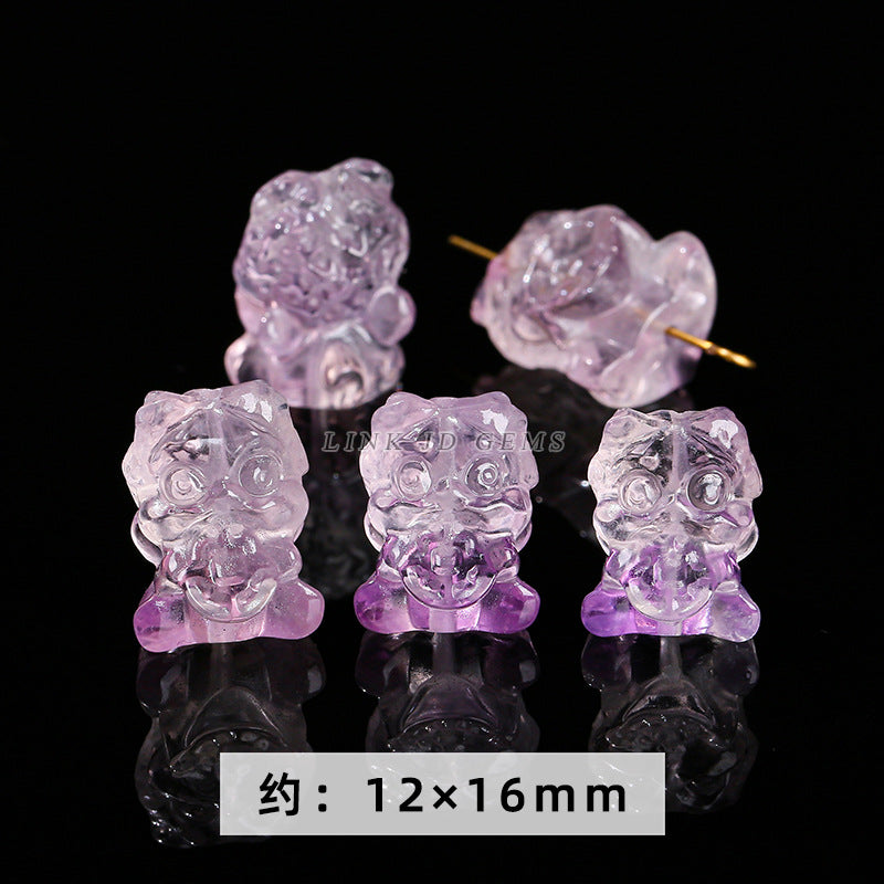 Amethyst engraving Pixiu nine-tailed fox single loose bead