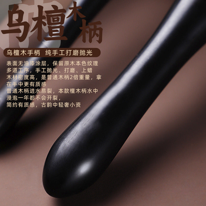 Brocha para colorete puntillista con punta redonda de ébano 