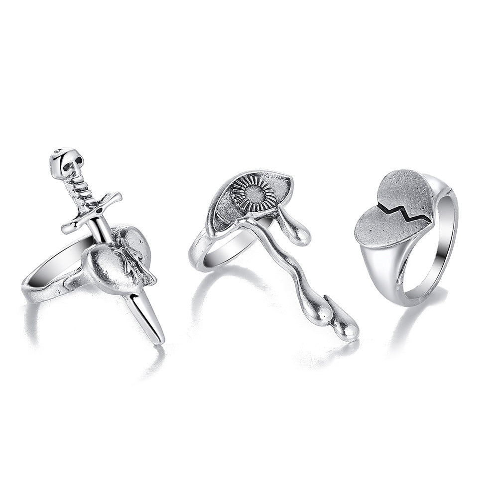 Love Teardrop 3-Piece Ring Set