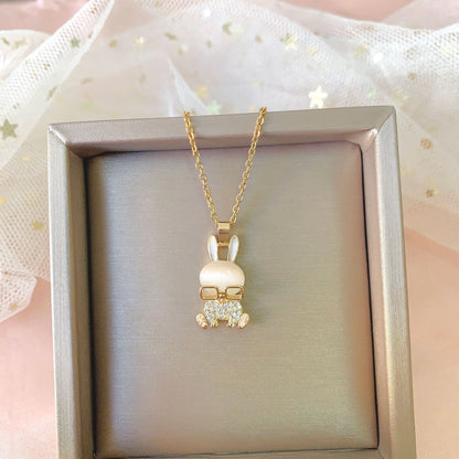 Opal eye rabbit necklace