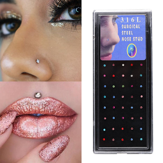 Aro para piercing de nariz de acero inoxidable de 1,8 mm, 60 unidades por caja 