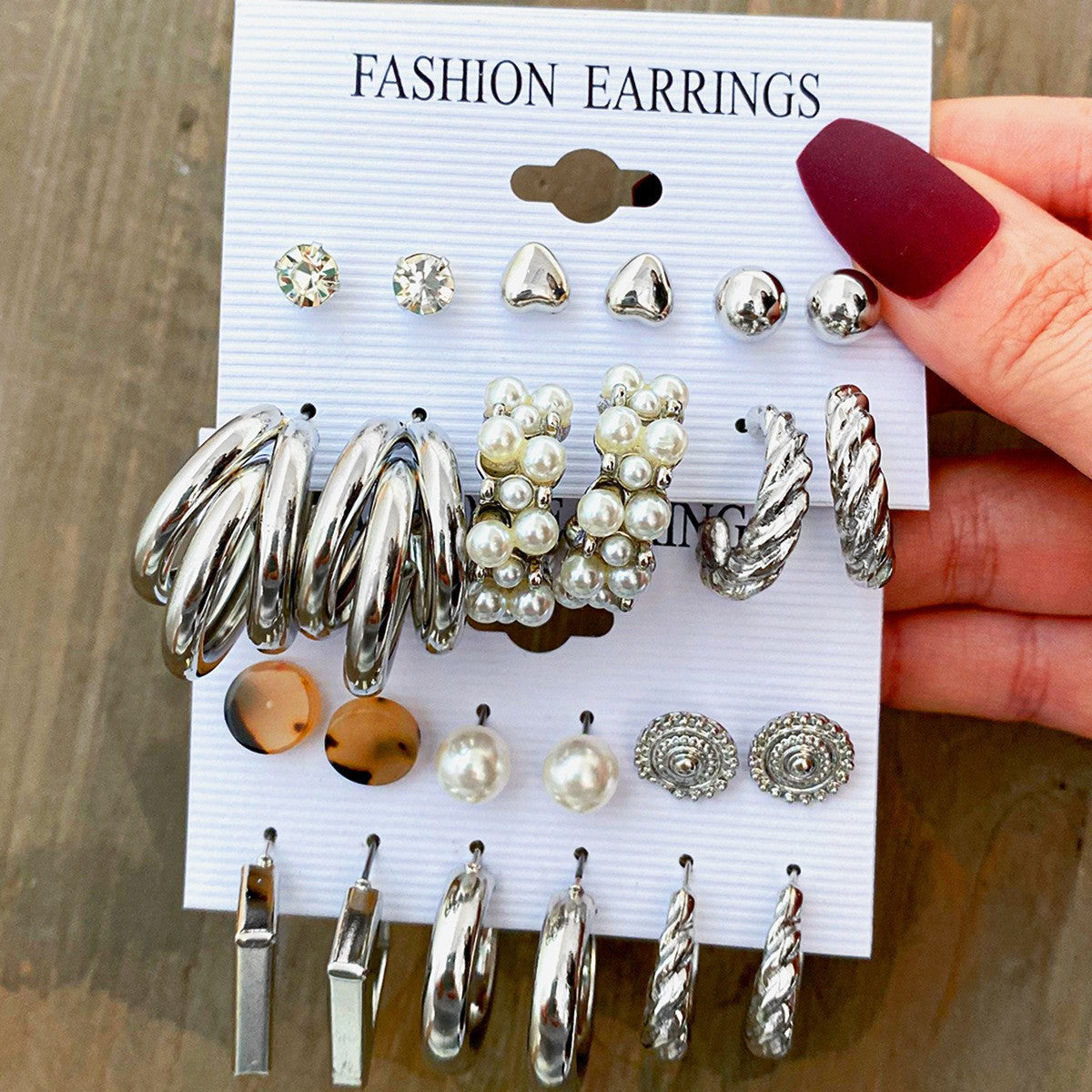 Metal Twist & Geometric Earring Set