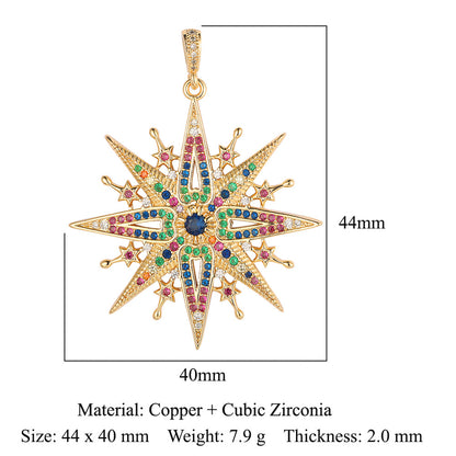 Colgante de cobre y circonita con forma de sol y loto de dinosaurio 