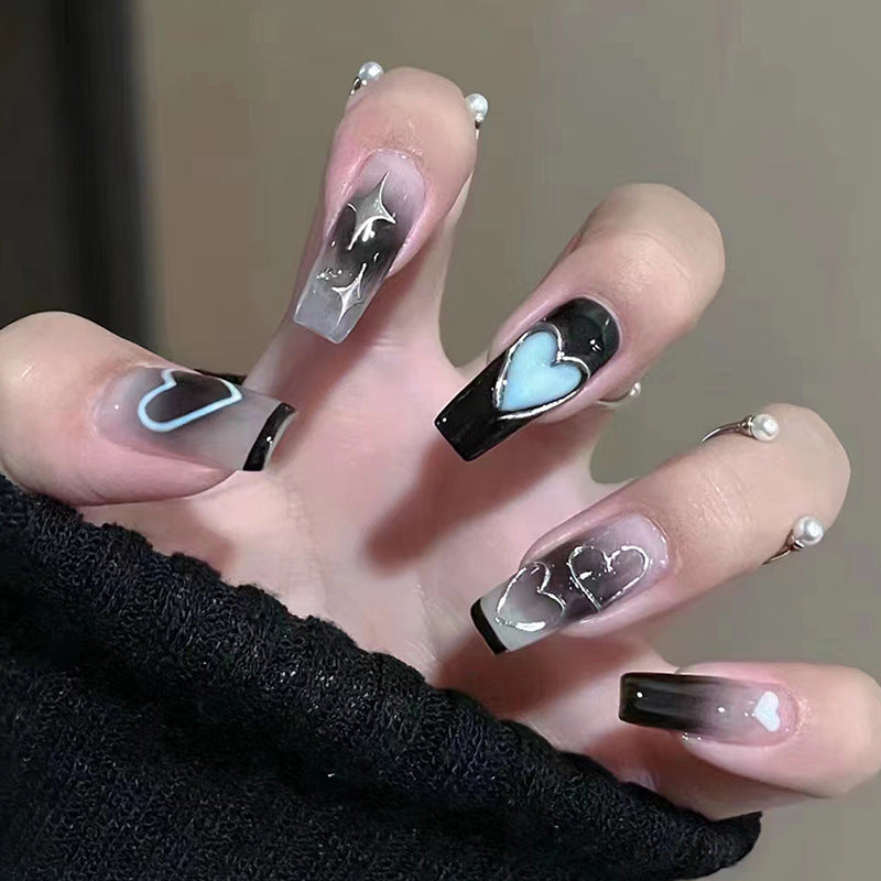 Blush and Black Ballet Nails