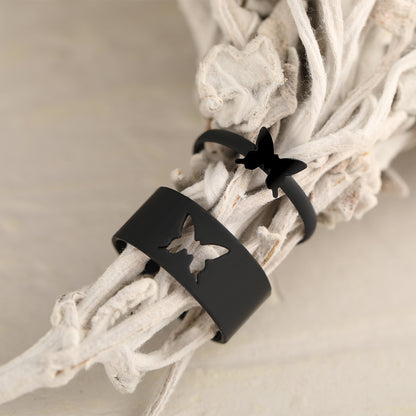 Punk style couple ring set