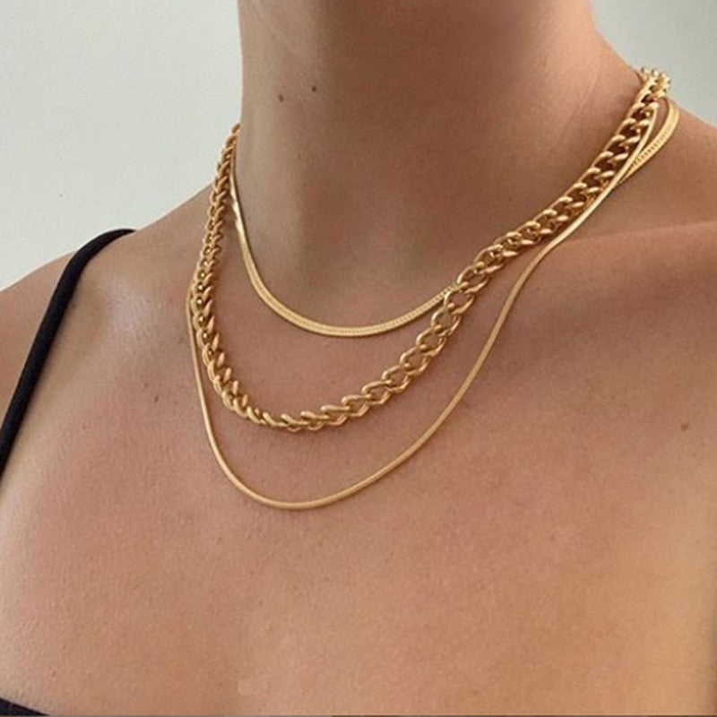 Stacked Snake Bone Chain Necklace