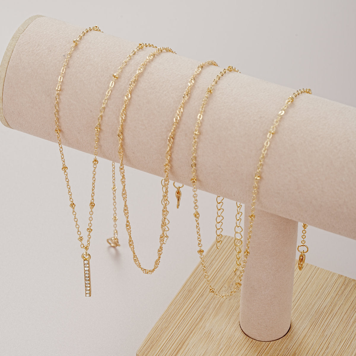 Multi-Layer Diamond Bar Pendant Necklace