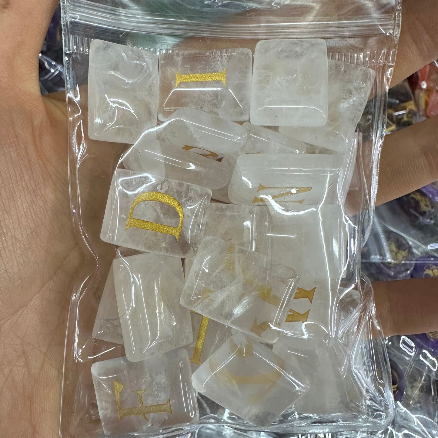 Crystal rectangular 26 English letters carved ornaments