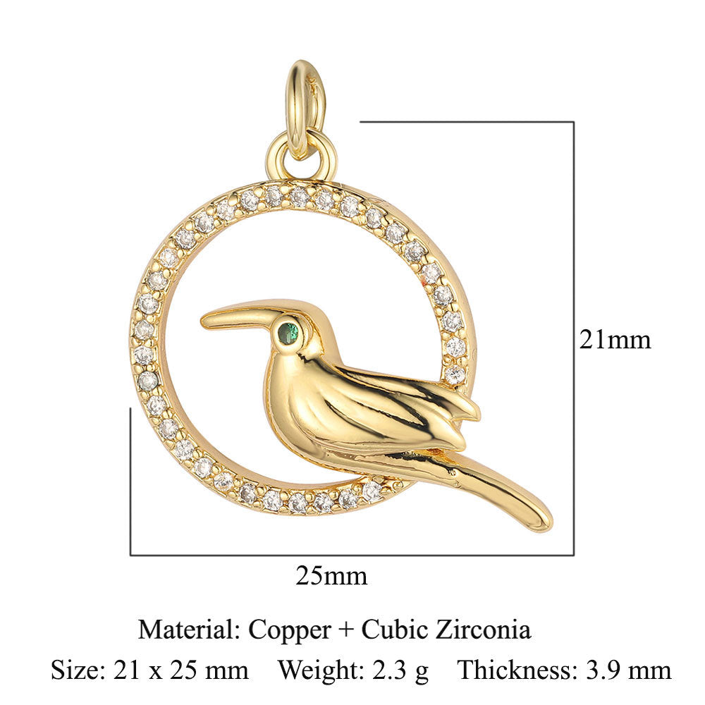 Copper zircon DIY animal necklace bracelet pendant