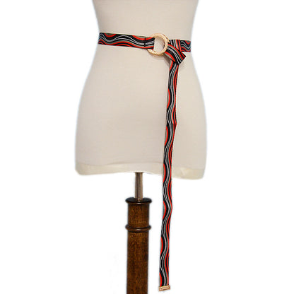 Pattern ring buckle thin belt