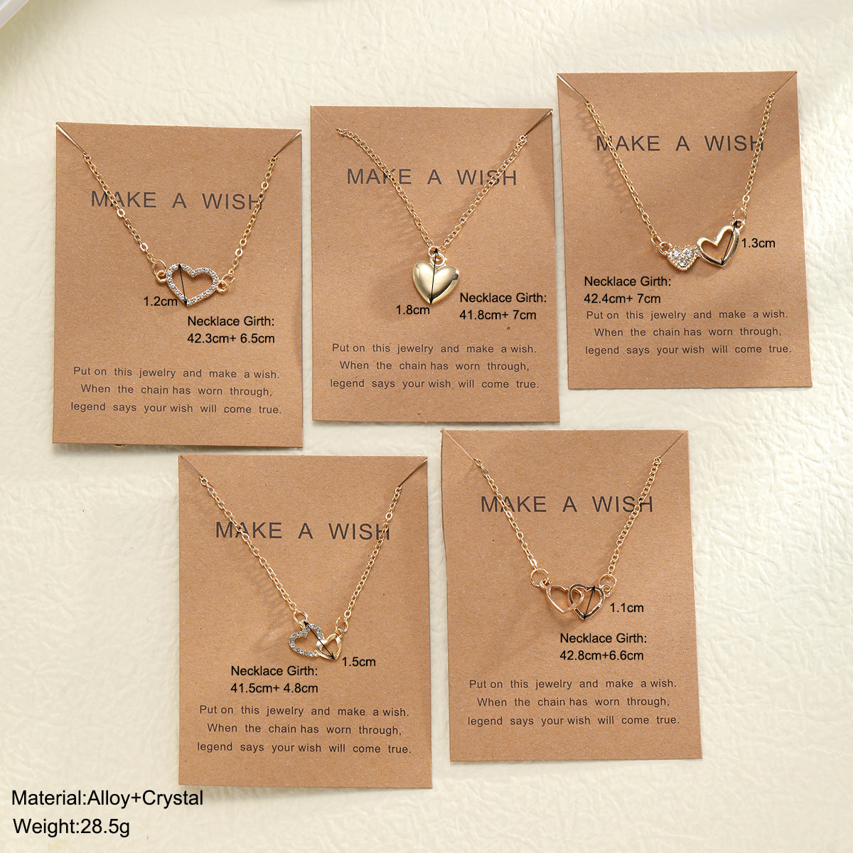 Hollow Love Point Drill Necklace Set (5-Piece)