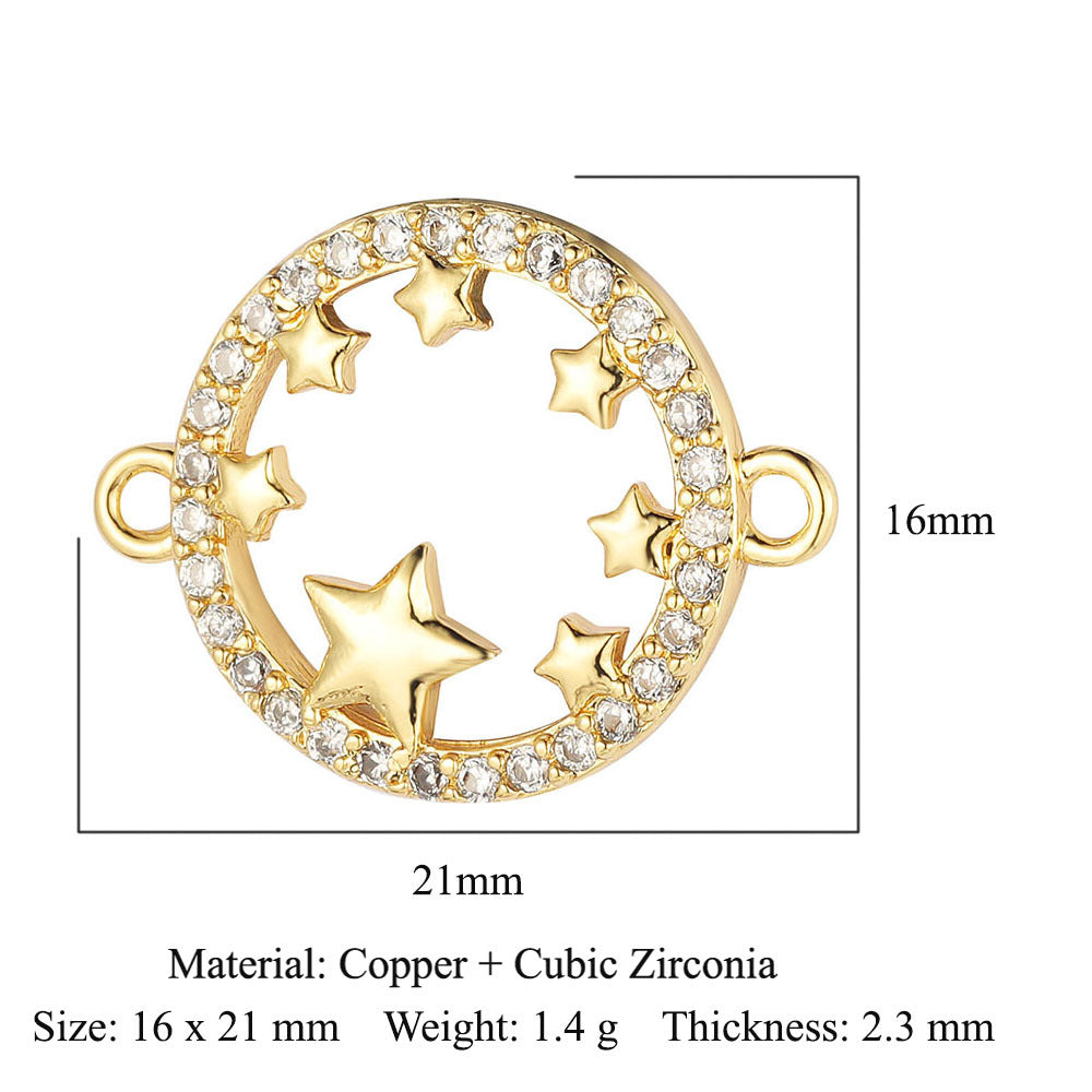 Angel Star Moon Copper Zircon Connection Accessories