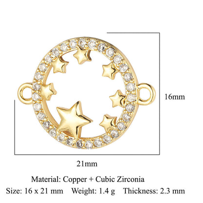 Angel Star Moon Copper Zircon Connection Accessories