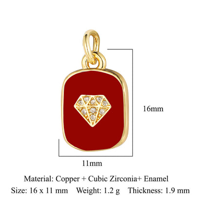 Oil drop diamond star tag copper zircon pendant