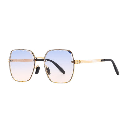 Gafas de sol cuadradas sin marco con degradado para mujer, modernas, de metal, con protección UV 