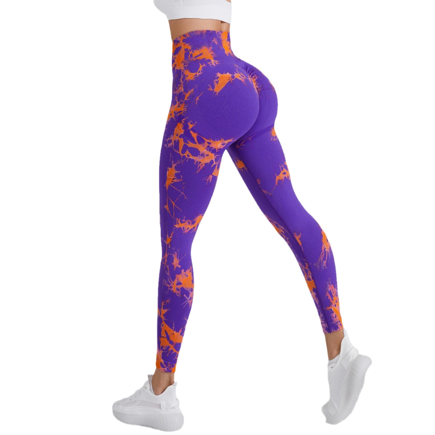 Pantalones de yoga con efecto tie-dye en dos tonos sin costuras 