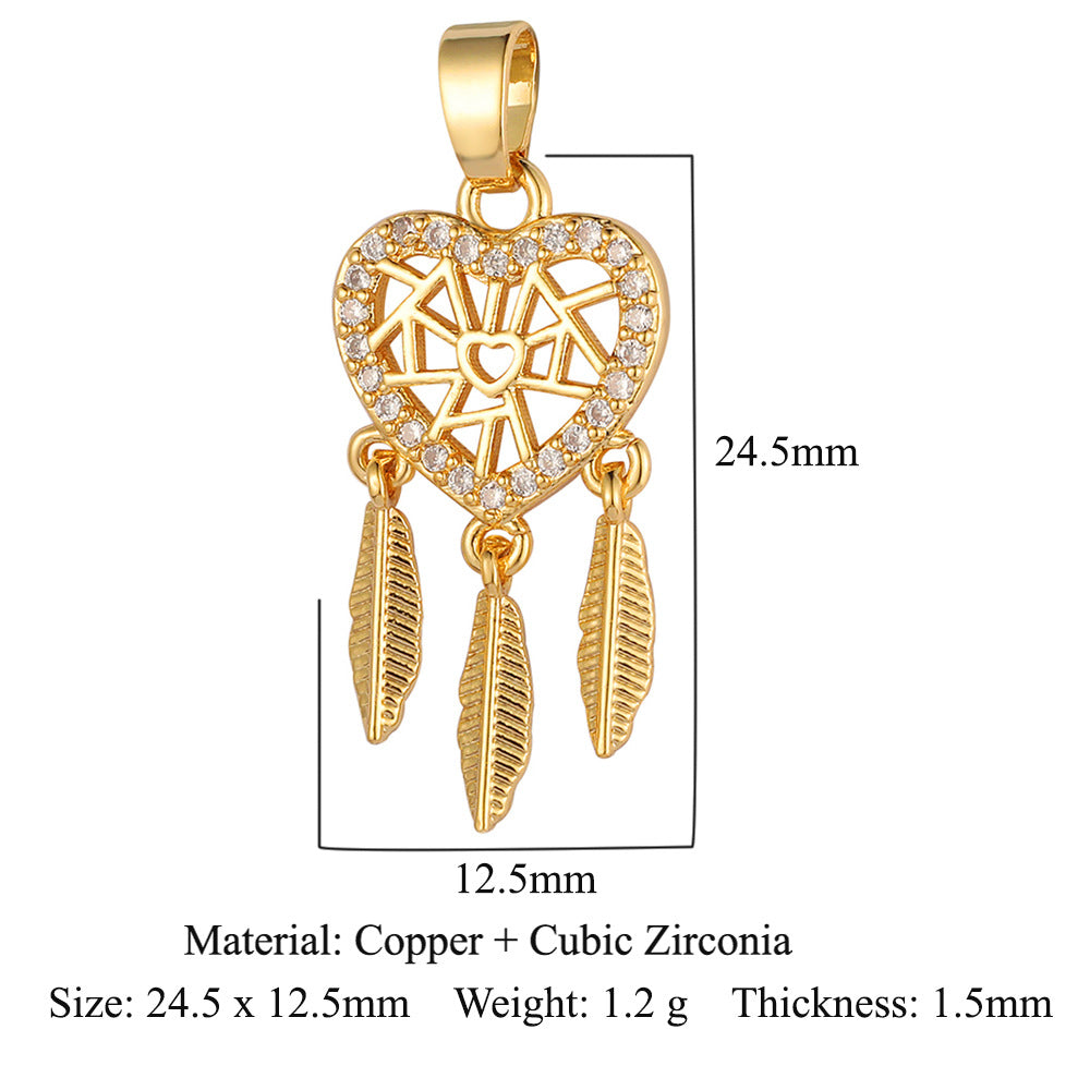 Copper zircon flower love bohemian pendant