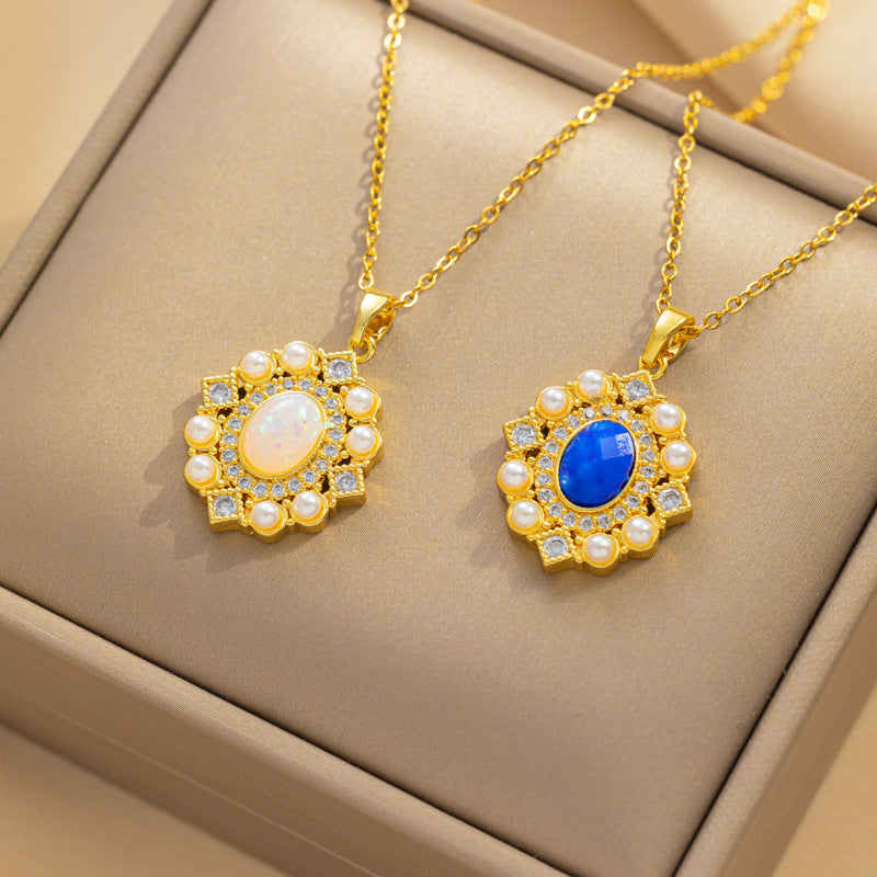 Collar de moda con colgantes de corazón, luna y estrella, acero titanio 