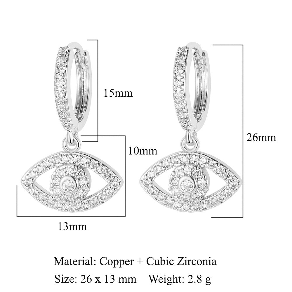 Crescent Star Flower Copper Zircon Women's Earrings