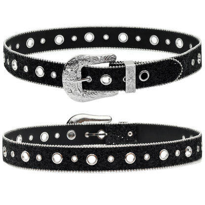 Rhinestone belt female ins design sense