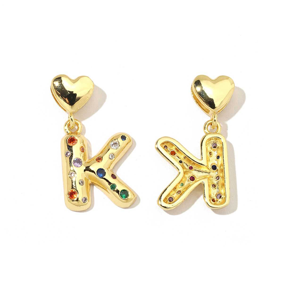 18K real gold copper zircon love letter necklace pendant.