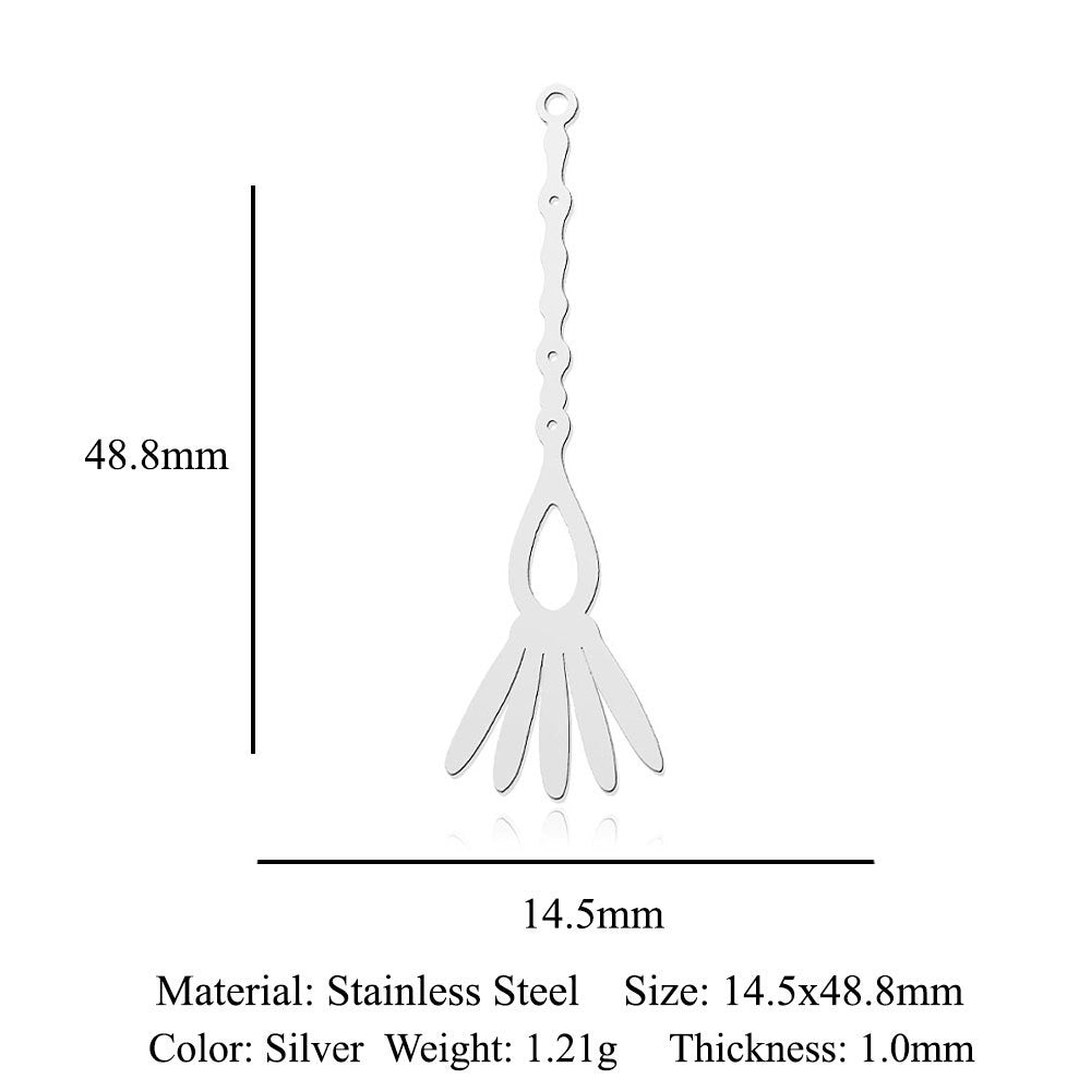 5 pcs/titanium steel magic witch broom necklace pendant