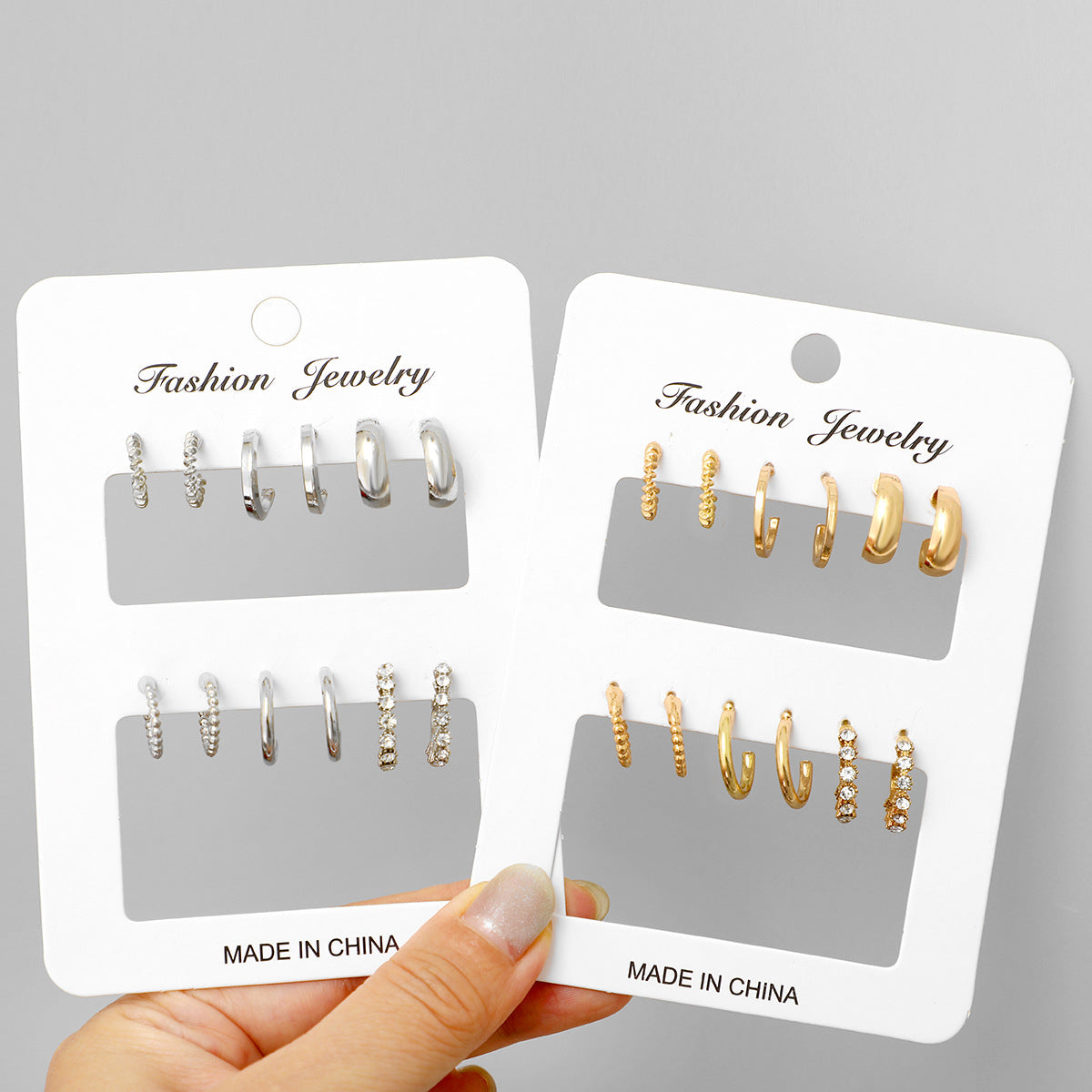 C-shaped earring set 6 pieces